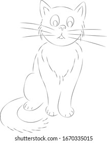 A simple sketch of a cute fluffy kitten.