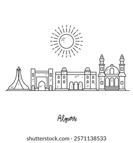 Simple sketch drawing of Algiers skyline vector illustration. Modern city in Africa in simple linear style vector design concept. One of big city in Africa. Iconic architectural building design.