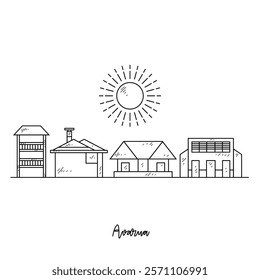 Simple sketch drawing of Avarua skyline vector illustration. Modern city in Oceania in simple linear style vector design concept. One of big city in Pacific. Iconic architectural building design.