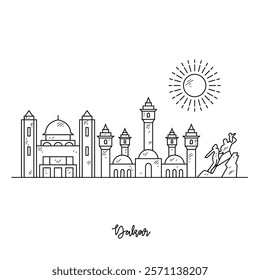 Simple sketch drawing of Dakar skyline vector illustration. Modern city in Africa in simple linear style vector design concept. One of big city in Africa. Iconic architectural building design.