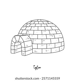 Simple sketch drawing of Igloo Traditional House vector illustration. Traditional House in simple linear style vector design concept. Old architectural building design and great for education purpose.