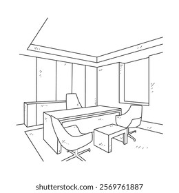 Simple sketch drawing of interior design vector illustration for living room. Interiors themes in simple sketch concept design. Housing interior for reference and presentation purpose to the client