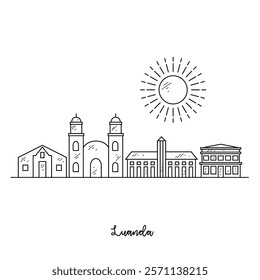 Simple sketch drawing of Luanda skyline vector illustration. Modern city in Africa in simple linear style vector design concept. One of big city in Africa. Iconic architectural building design.
