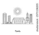 Simple sketch drawing of Nairobi skyline vector illustration. Modern city in Africa in simple linear style vector design concept. One of big city in Africa. Iconic architectural building design.
