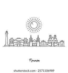 Simple sketch drawing of Nouméa skyline vector illustration. Modern city in Oceania in simple linear style vector design concept. One of big city in Pacific. Iconic architectural building design.