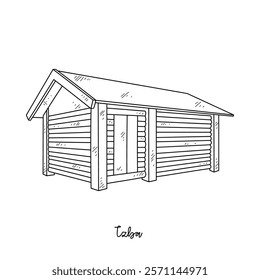 Simple sketch drawing of Tzba Traditional House vector illustration. Traditional House in simple linear style vector design concept. Old architectural building design and great for education purpose.