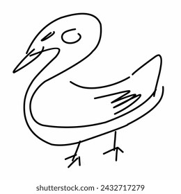 simple sketch of a duck animal with lines and curves on the parts
