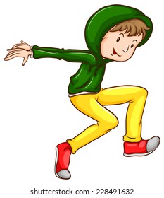 A simple sketch of an energetic dancer on a white background