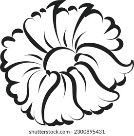 Esbozo simple con una flor y dejar la ilustración vector contorno mano dibujado para imprimir o usar como afiche, tarjeta, tatuaje o camiseta