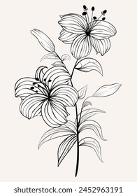 simple sketch of flower monochrome