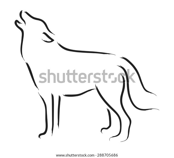 Simple Sketch Howling Wolf Stock Vector Royalty Free 288705686