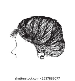 simple sketch illustration, back pose woman hair
