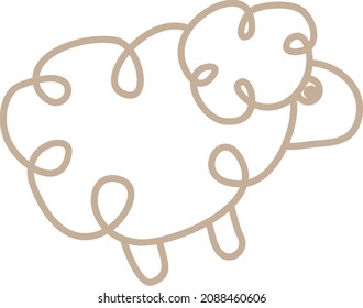 A simple sketch of a lamb, hand drawn in a childish doodle style
