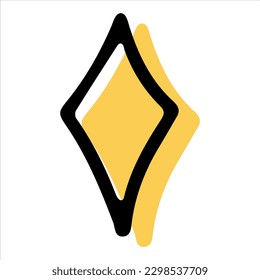 Simple sketch line style  element. Doodle cute ink  pen two-tone rhomb on white  background. Doodle rhombus. Vector illustration.
