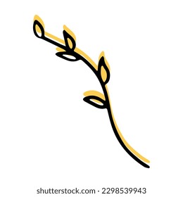 Elemento de estilo de línea de esbozo simple. Doodle lindo brunch de pluma de tinta con hojas sobre fondo blanco. Hojas de perro.  Ilustración vectorial.