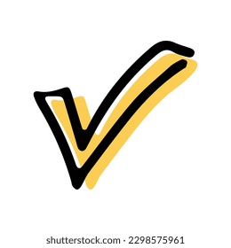 Einfaches Stilelement für Skizzen. Doodle-süßer Farbstift Markierungssymbol auf weißem Hintergrund. Symbol für das Prüfzeichen "Doodle".  Vektorgrafik.