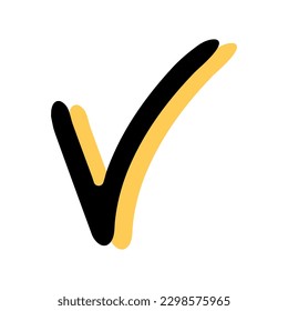 Einfaches Stilelement für Skizzen. Doodle-süßer Farbstift Markierungssymbol auf weißem Hintergrund. Symbol für das Prüfzeichen "Doodle".  Vektorgrafik.