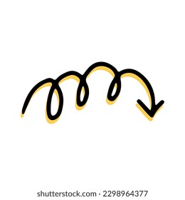 Simple sketch line style  element. Doodle cute ink  pen spring, spiral  on white  background. Doodle  spring, spiral.  Vector illustration.