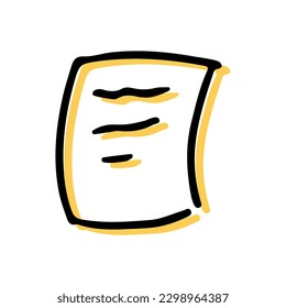 Simple sketch line style  element. Doodle cute ink  pen note,   on white  background. Doodle piece of paper with scribbles.  Vector illustration.