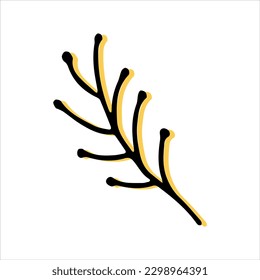 Simple sketch line style  element. Doodle cute ink  pen branch  on white  background. Doodle branch.  Vector illustration.