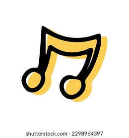 Elemento de estilo de línea de esbozo simple. Doodle linda nota musical sobre el fondo blanco. Nota musical de Doodle.  Ilustración vectorial.