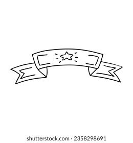 Simple sketch line style element. Doodle cute ink pen text title frame handwriting ribbon on white background. Doodle. Vector illustration.