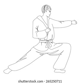 simple sketch of a man doing martial arts