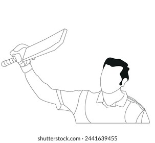 A simple sketch of a man playing cricket Vector line art