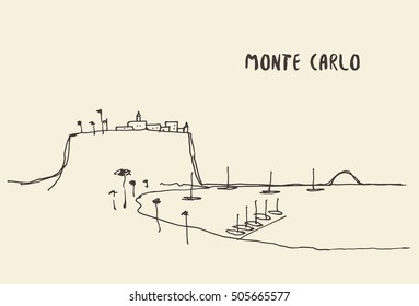 Simple sketch of Monte Carlo view, vector illustration