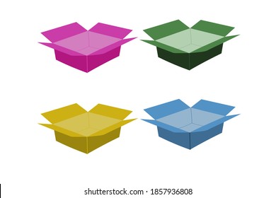 Simple Sketch of Open Boxes in Doodle Style