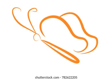 Simple Sketch of Orange Butterfly