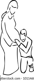 simple sketch of pregnant lady with husband