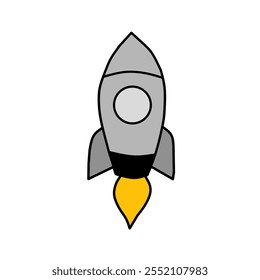Simple sketch of a rocket taking off.
