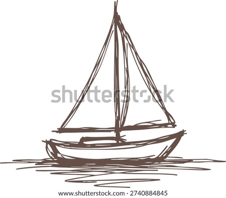Simple sketch of a sailboat floating on water with a single mast and sail