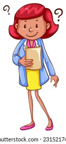 A simple sketch of a smart scientist on a white background 