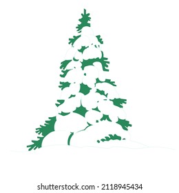 A simple sketch of a spruce covered in snow
