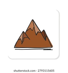 A simple sketch style illustration of mountain peaks in shades of brown set against a plain white background