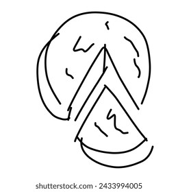 a simple sketch that forms a cake slice using lines and curved lines