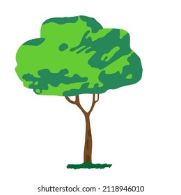 A simple sketch of a tree standing alone on a lawn