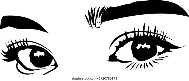 Vector de boceto simple del ojo de una mujer con líneas negras aisladas en blanco