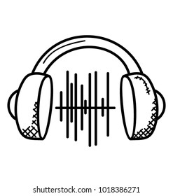 
Un simple esbozo que representa unos auriculares con ondas de gran volumen
