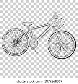 simple sketchy mountain bike at transparent effect background