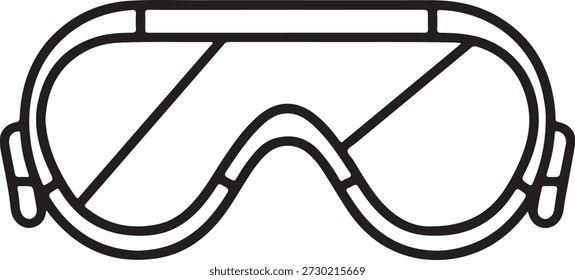 Simple esquí gafas icono de dibujo de línea negra para el deporte de invierno. Gafas de snowboard, protección ocular, Ocio al aire libre sobre fondo transparente.