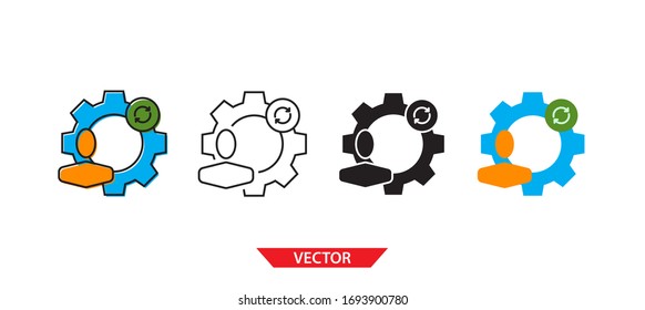 Simple skills icon on white background 4 types such as outline, black, color, outline and color. Vector illustration.