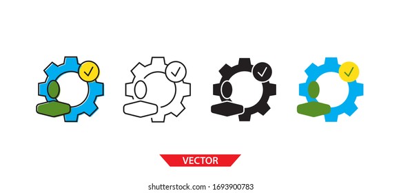 Simple skills icon on white background 4 types such as outline, black, color, outline and color. Vector illustration.