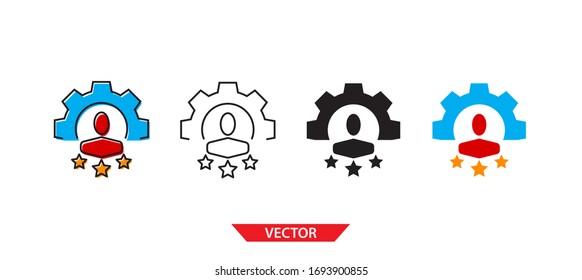 Simple skills icon on white background 4 types such as outline, black, color, outline and color. Vector illustration.