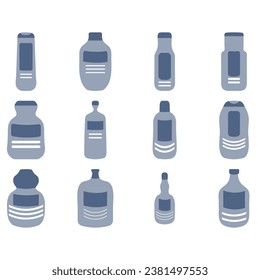 Simple skincare bottle set icon. flat style vector