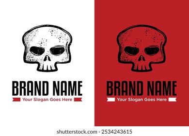 simple skull bread vector illustration logo design