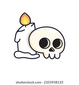 Simple Skull and Candle Illustration  