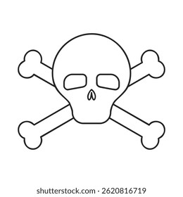 Simple skull and crossbones icon in outline vector
